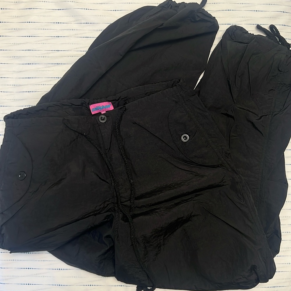 Black Edikted Parachute Pants